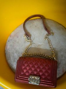 Burgundy Quilted Crossbody Bag