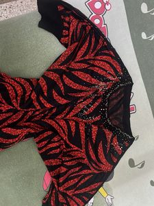 Y2K Rhinestone Glam Goth Top Red Black