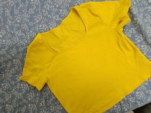 Yellow Ribbed Crop Top