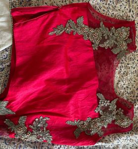 Pink &amp; Gray Embellished Lehenga Choli