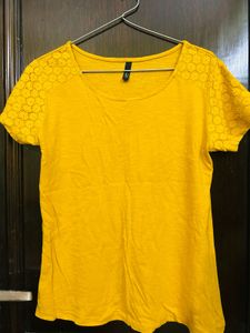 Yellow Lace Detail Top