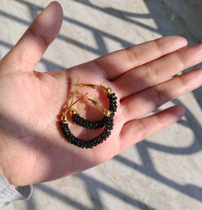 Black Headed Hoop Earrings