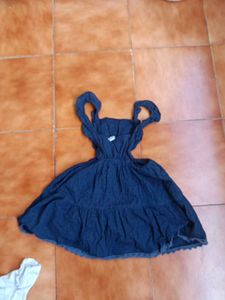 Girls Navy Embroidered Dress Set