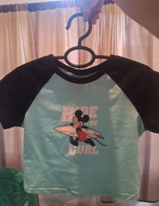 Bonkers Corner Micky Mouse Printed Crop Top
