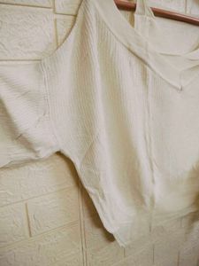 Off-Shoulder White Knit Top