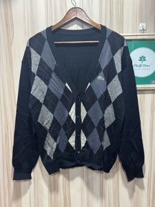 Lacoste Pure Wool Black Cardigan