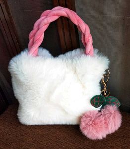 Faux Fur White Handbag