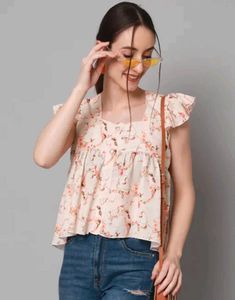 Floral Ruffle Sleeve Top