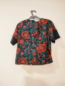 Black Floral Top For Casual Wear