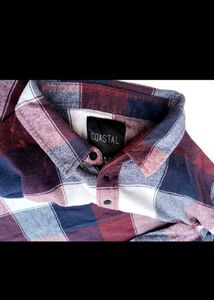 Maroon &amp; navy plaid flannel shirt