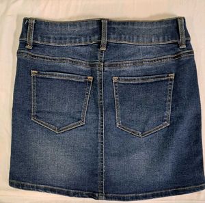 Denim Button-Front Mini Skirt