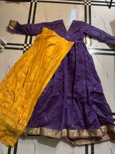 Price Drop Elegant Purple Anarkali With Dupata