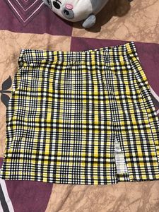 Checks Mini Skirt With A Slit