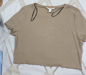 Crop Top For Women. Colour - Light Brown, Suze S