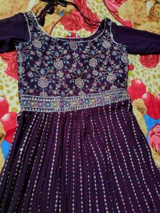 Purple Embroidered Anarkali Dress