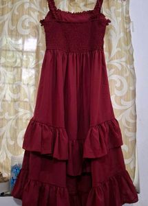 🍒 Vintage Cherry Ruffle High low Midi Dress