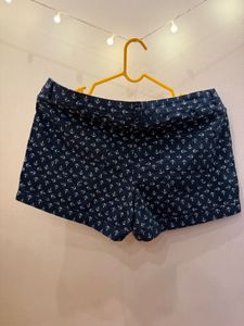 Anchor Print Denim Shorts