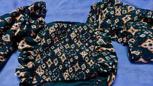 Patterned Long Sleeve Crop Top