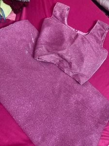 Sparkling pink sari with blouse