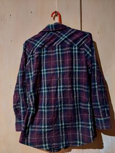 Maroon And Black Mixed Button Shirt