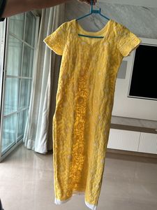 Reduced  price Yellow Chickenkari Kurta