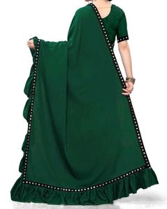 Elegant Green Saree Unstitched Blouse
