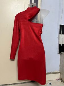 Tokyo Talkies Red One-Shoulder Mini Dress