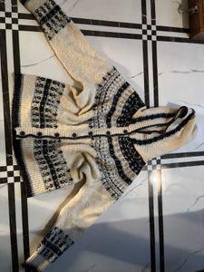 Patterned Hooded Cardigan