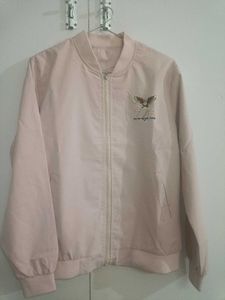 Pink Bomber Jacket with Eagle Patch