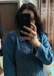 Bead Work Denim Jacket Aka Shirt