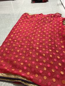 Tameta Pink Saree (pallu Net)