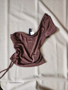 H&amp;M One Shoulder Drawstring Top