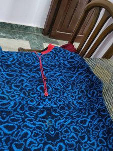 Blue Patterned Knit Top