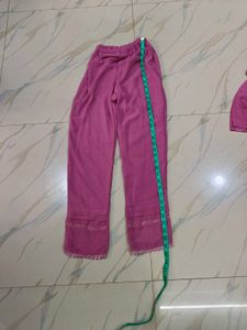 Pink Lace Trim Pants