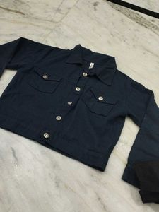 Cute Navy Cropped Jacket