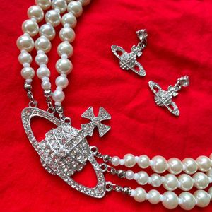 Vivienne Westwood Pearl choker silver necklace Set