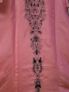 Fancy Embroidery Peach Kurta