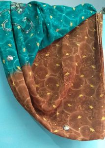 Camel & Seagreen Saree