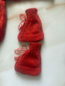 Red Knitted Baby Outfit Set