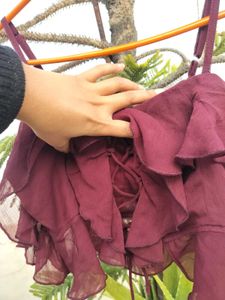 Maroon Ruffle Crop Top