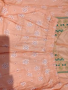 Peach Embroidered Kurta Set