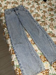 wash blue wide jeans