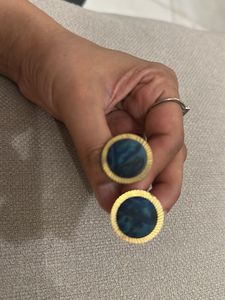 Blue cufflinks with golden border