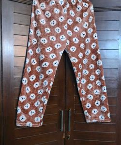 Women Cute Bear Print Wool Lounge Pants