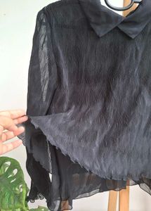 Sheer Black Blouse with Peter Pan Collar