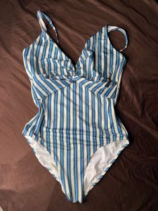 Striped  Padded Bodysuit Top