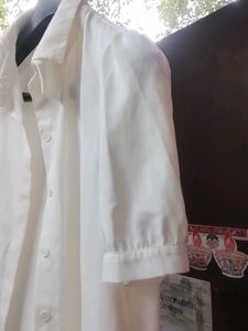 White Puff Sleeve Button Down
