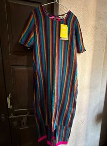 Taavi Striped Woven Straight High-low Kurta
