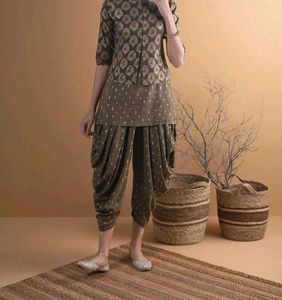 Olive Printed Rayon Straight KurtaWith Salwar&Srug