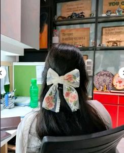 Floral Bow Hair Clip